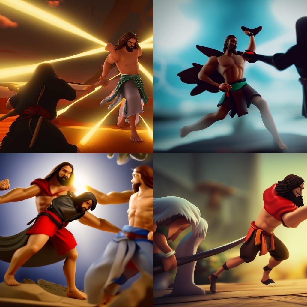 Jesus Battles the Angel of Death with Spinjitzu