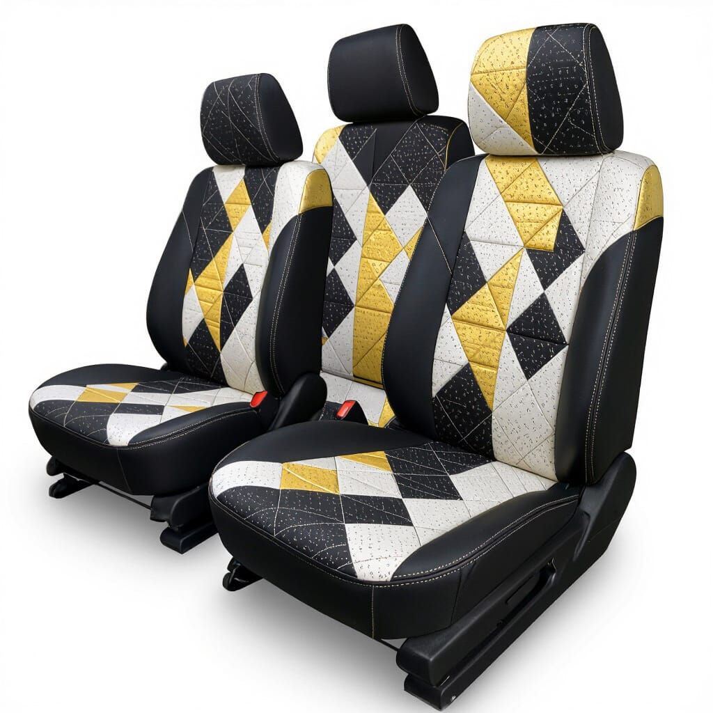 Luxury Diamond Stitched Seat Covers with Gold Accents
