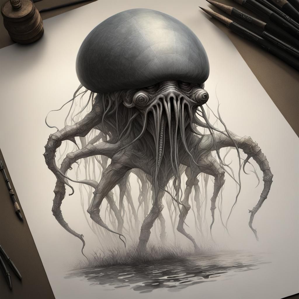3D charcoal drawing