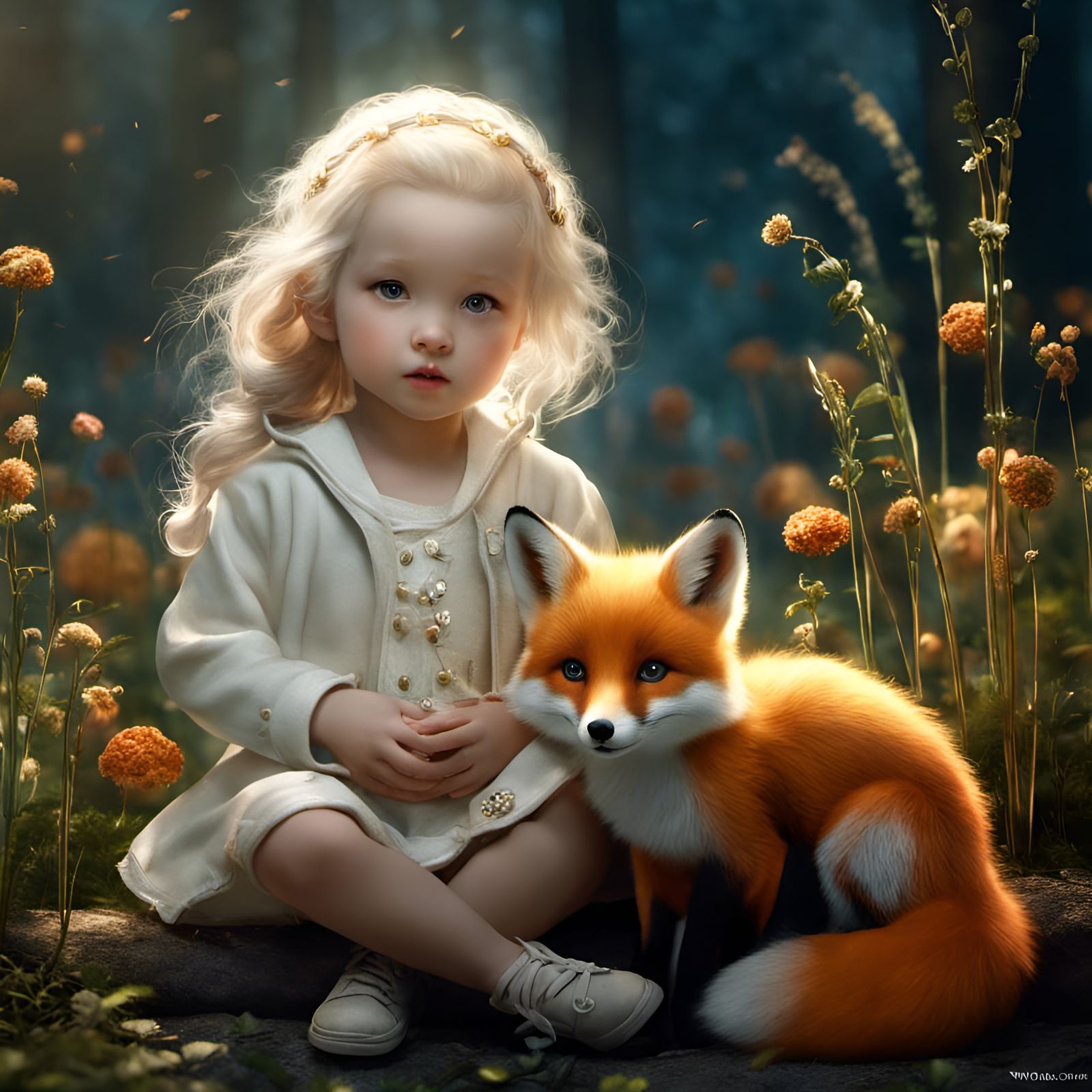 Girl and Fox: Hyperrealistic Digital Friendship