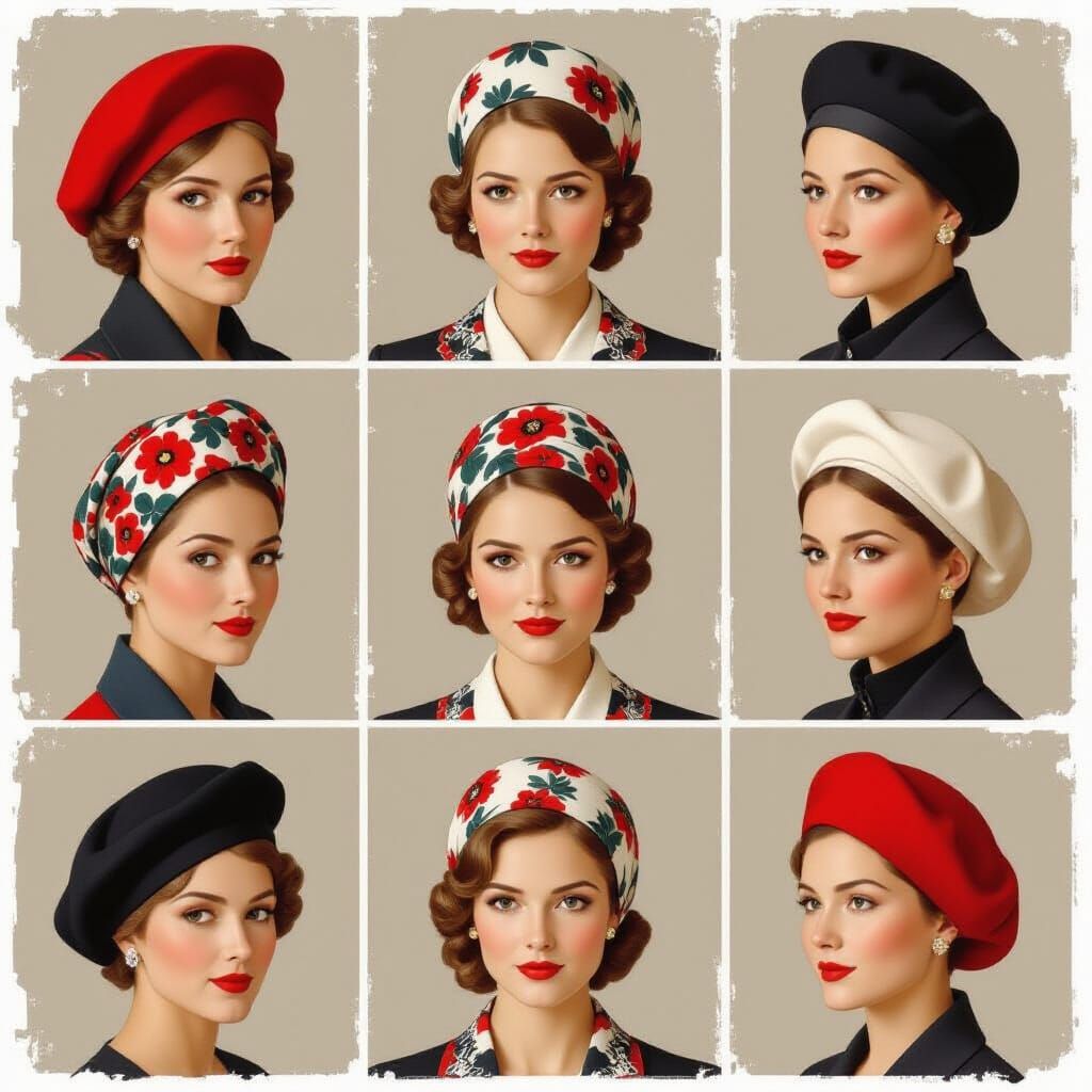 Luxurious Beret with Embroidery, Fantasy Art Design