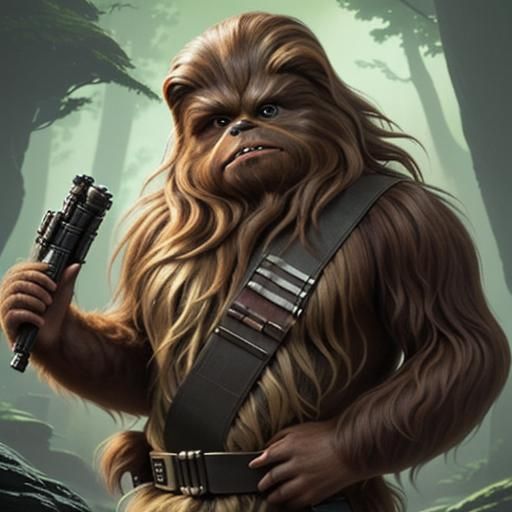 Lumpy, the son of Chewbacca and Malla, Kashyyyk, tinkering with a tool in his hand