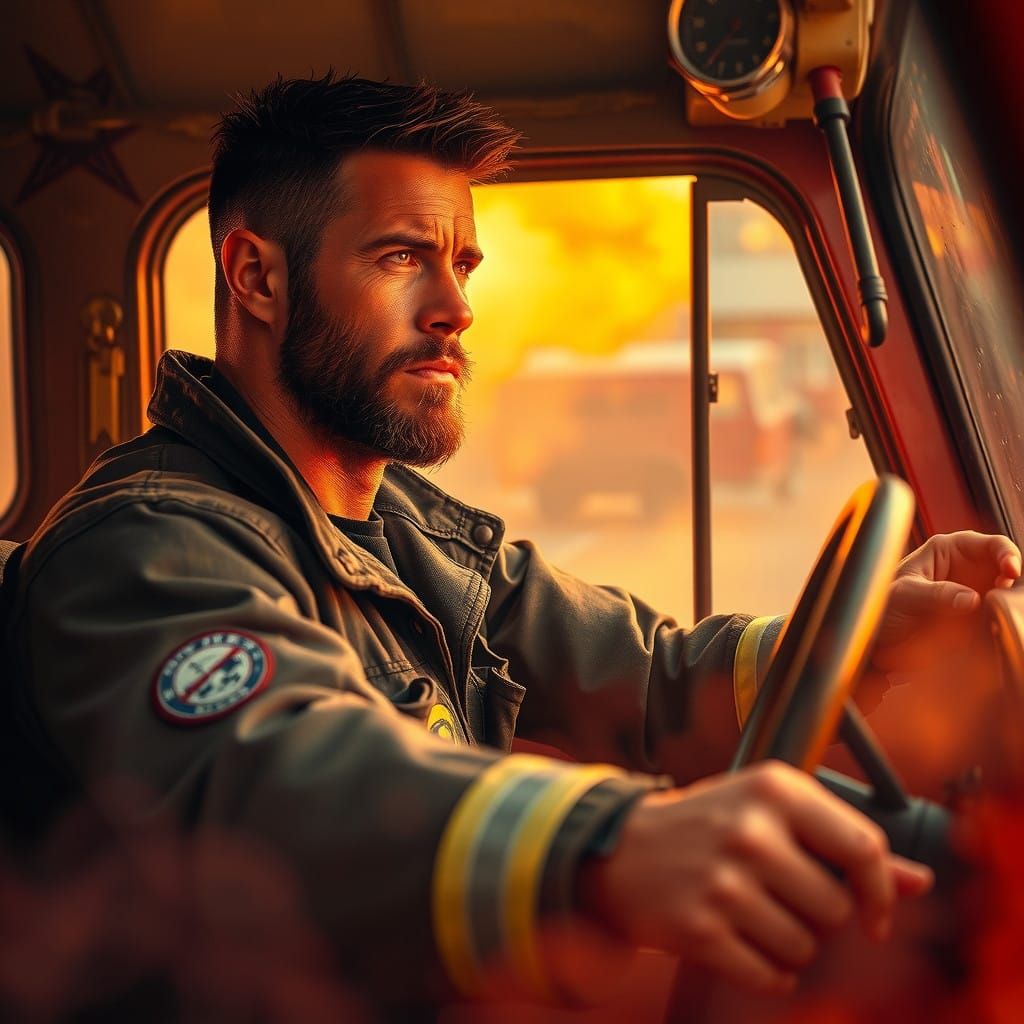 Daring Firefighter Speeds Through Blazing Streets in High-Oc...