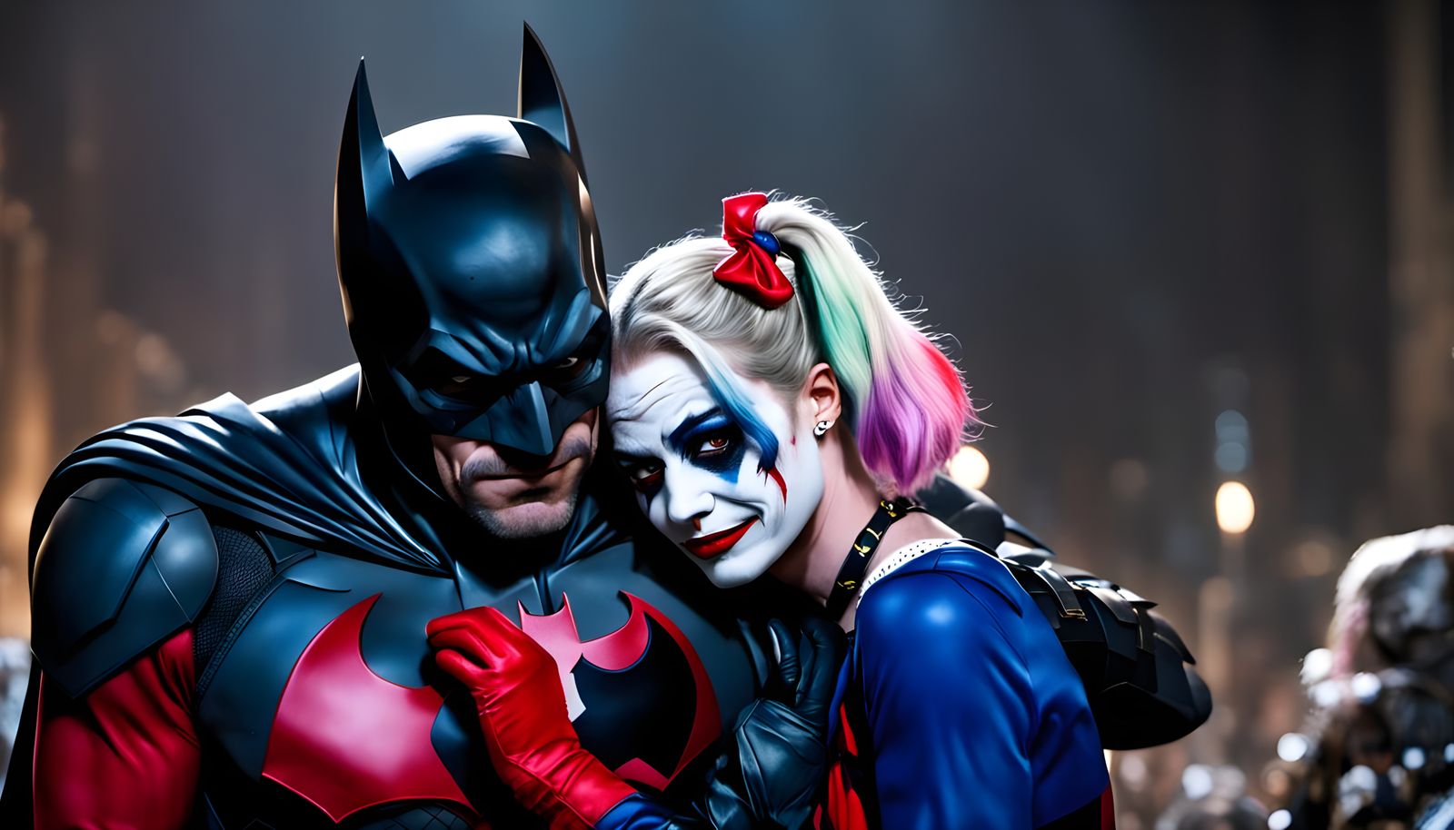 Harley Quinn Comforts a Distraught Batman
