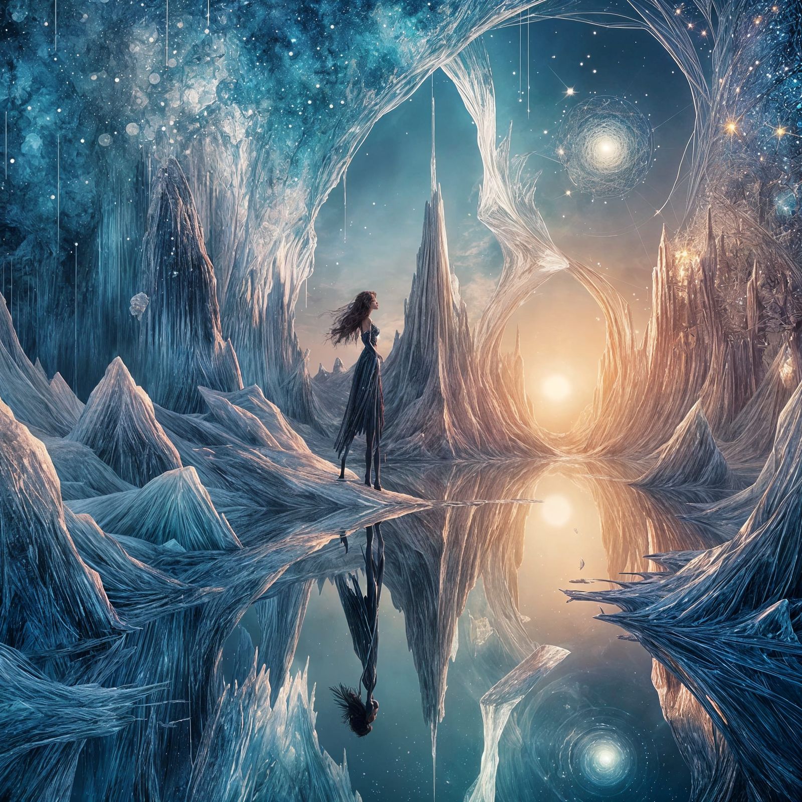 Surreal Ice Symphony in Cubist Style