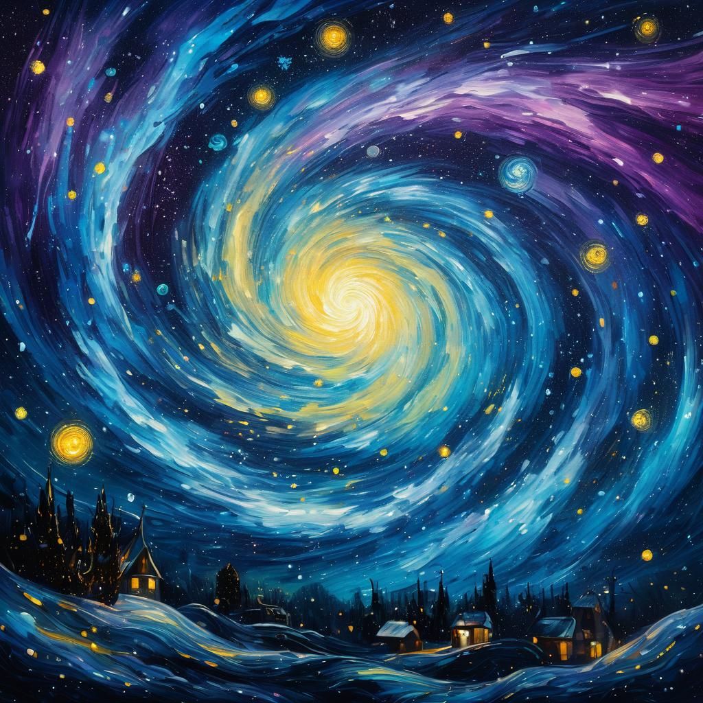 Cosmic Blizzard in Van Gogh Style