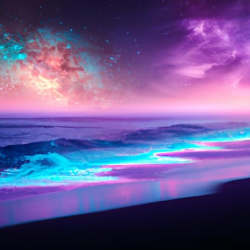 Nebula Galaxy Beach Landscape: Epic Matte Painting
