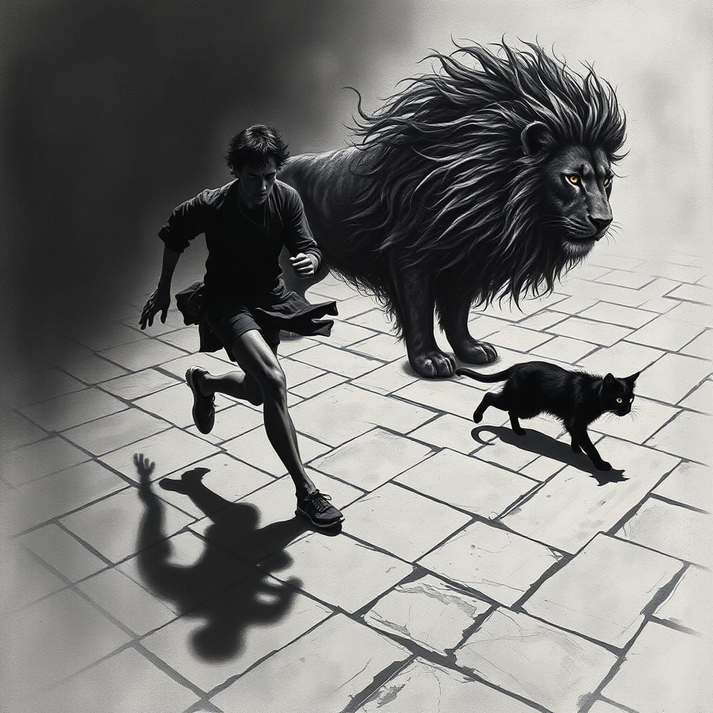 Surreal Shadow Transforms into Majestic Lion in the Dark