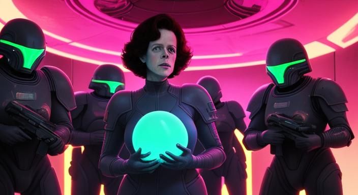 Space Marines and Aliens in Synthwave Neon