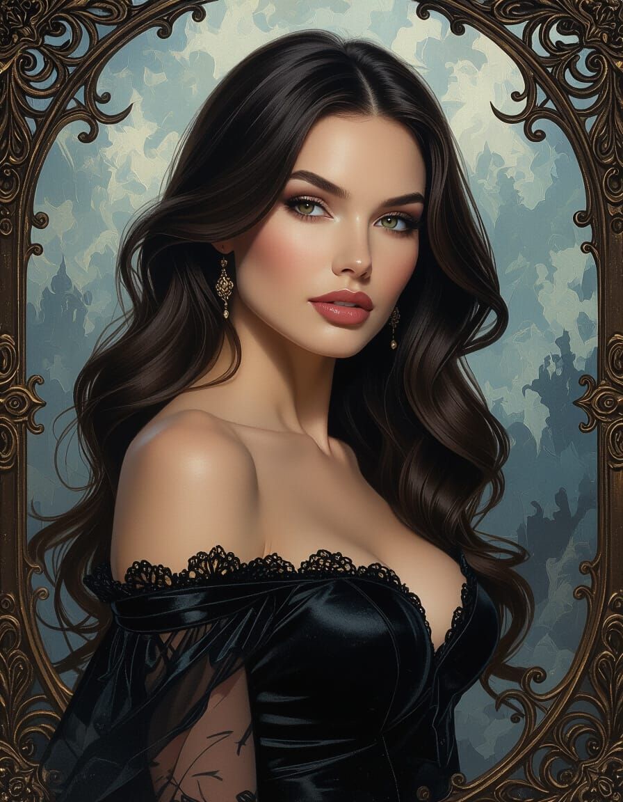 Elegant Brunette Portrait in Romantic Realism Style