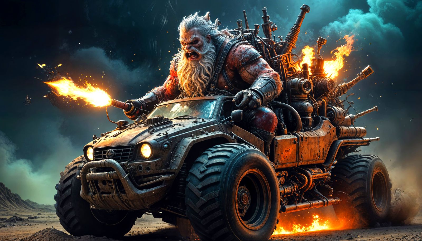 Mad Max Christmas Monster Drives a Hyperdetailed Sleigh