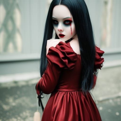 Bloody Girl: Detailed Matte Painting in Deep Color