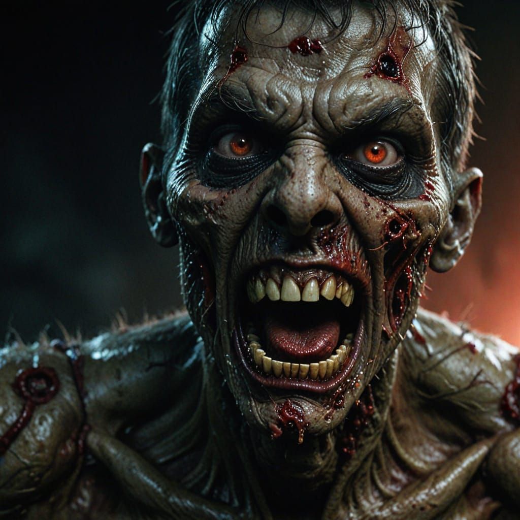 Intense Zombie Horror Concept Art Close-Up