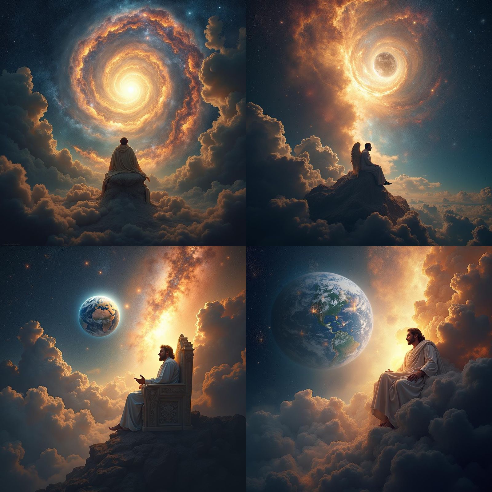 God on Celestial Throne Amidst Galaxies