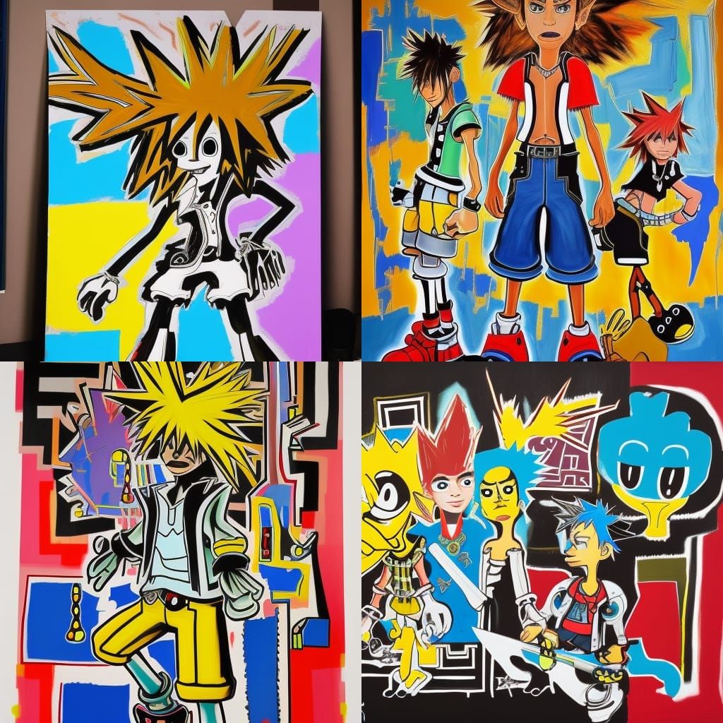 Basquiat-Style Kingdom Hearts Gouache Painting
