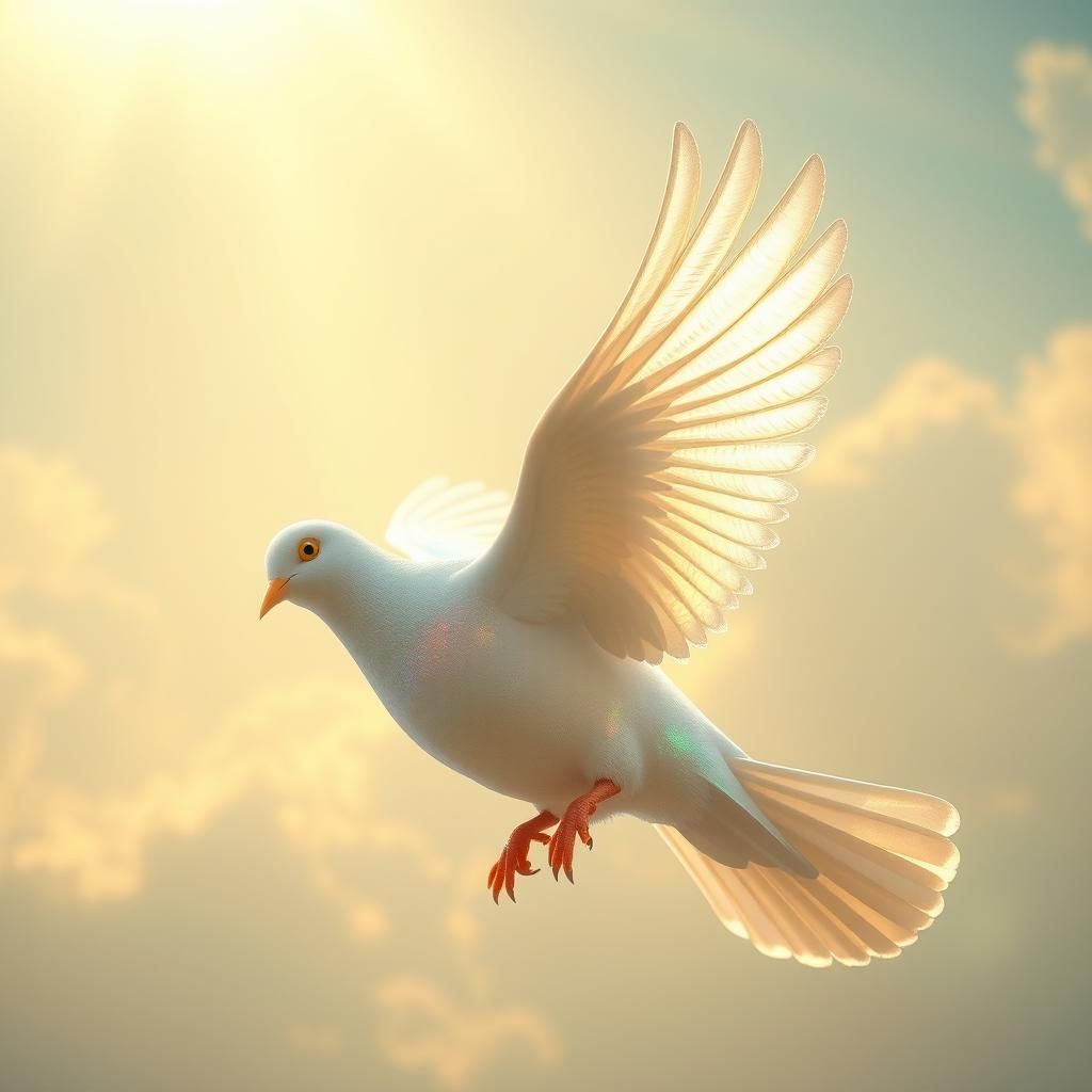 Luminous Dove Made of Light and Mist