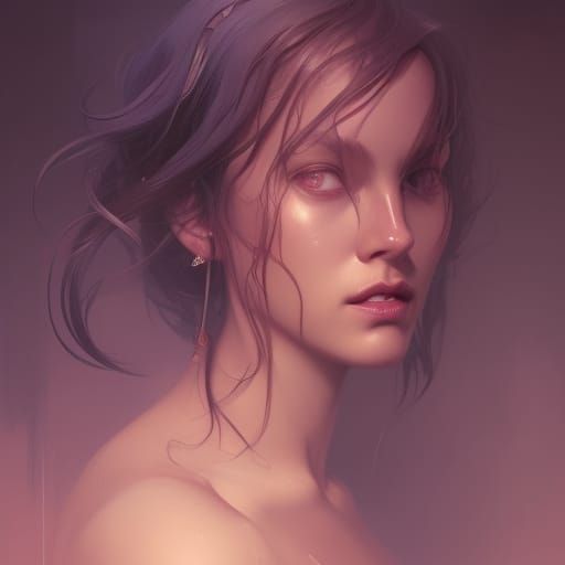 Hyperdetailed Siren Portrait in Art Nouveau Style