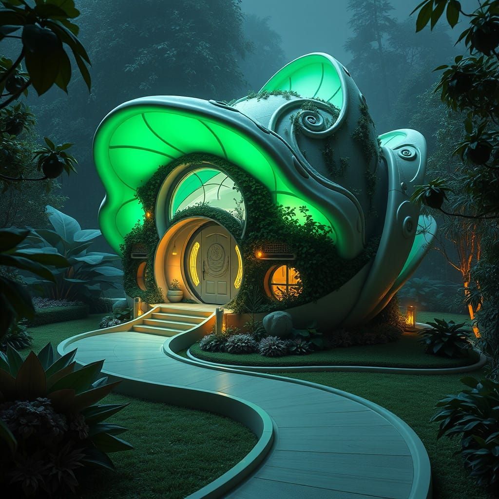 Whimsical Futuristic Flower House in Bloom