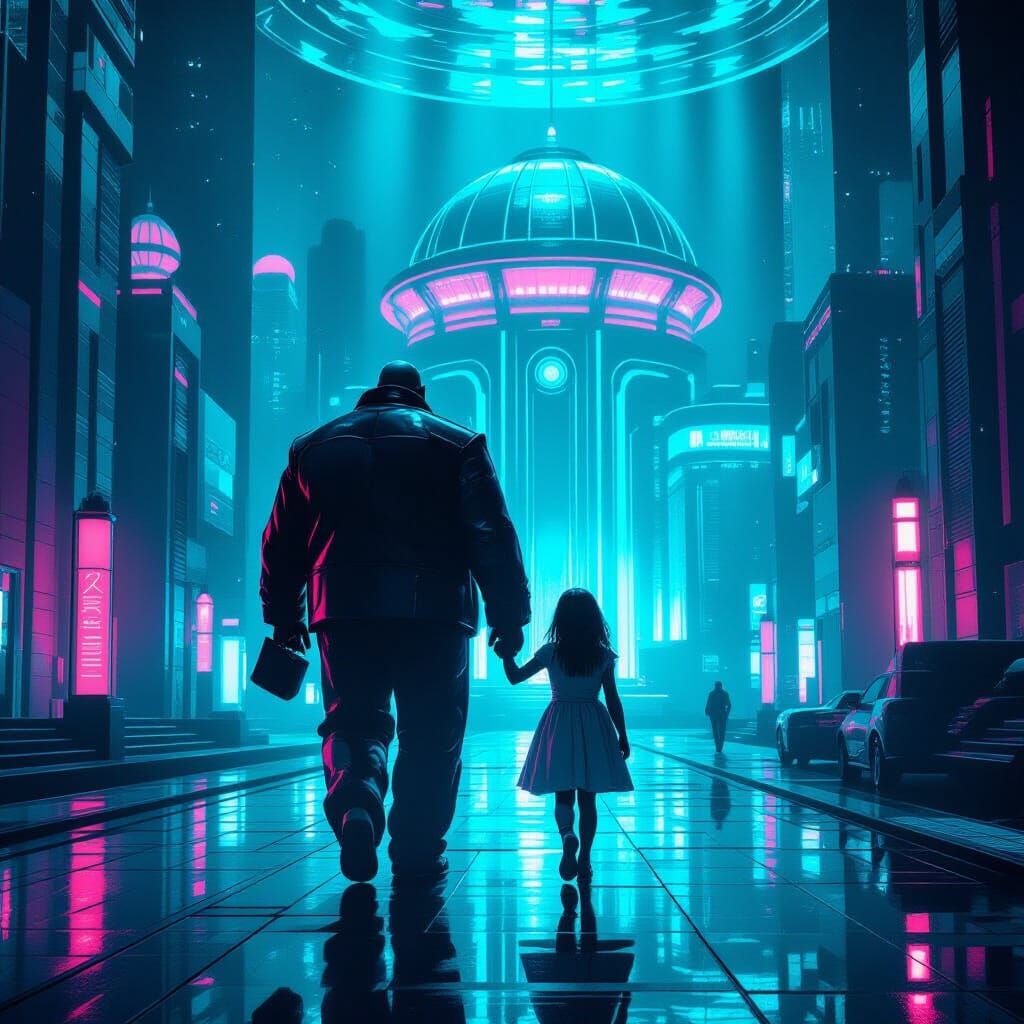 Big Daddy and Little Sister in Art-Deco Metropolis