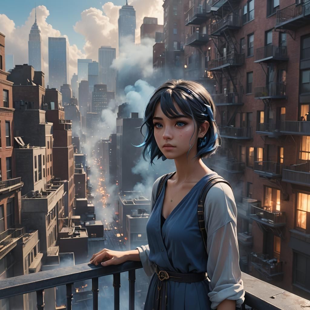 Cinematic Anime Woman with Intense Gaze, 3D Style