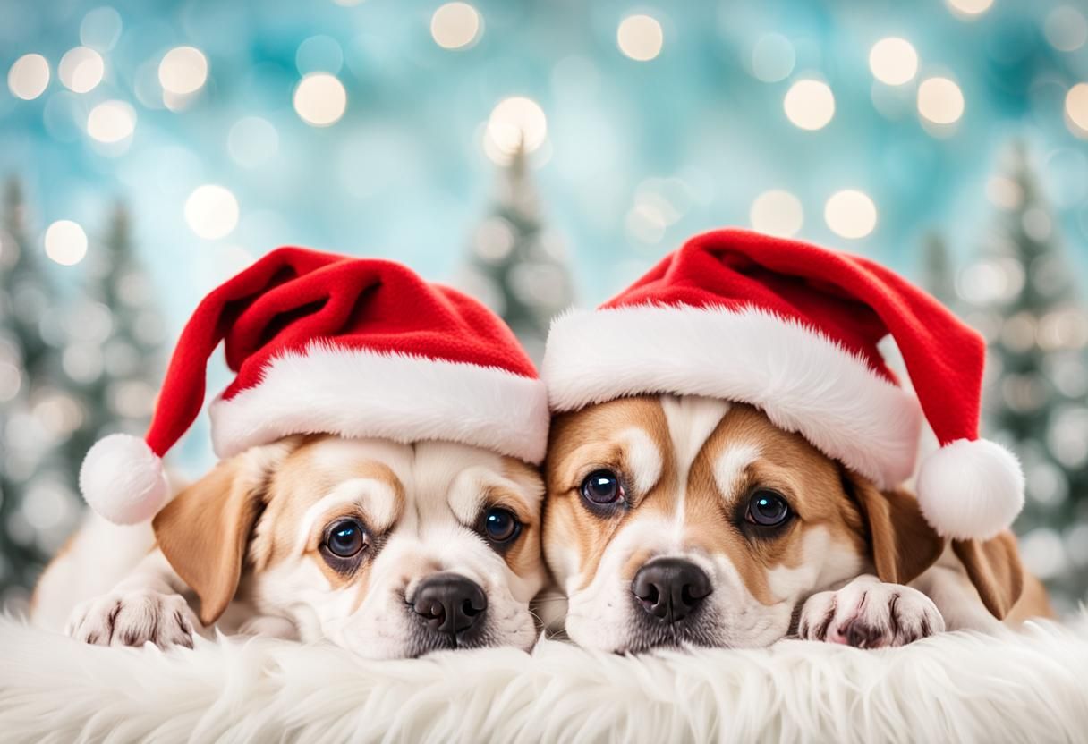 Festive Dogs in Christmas Hats: Professional Pet Photography