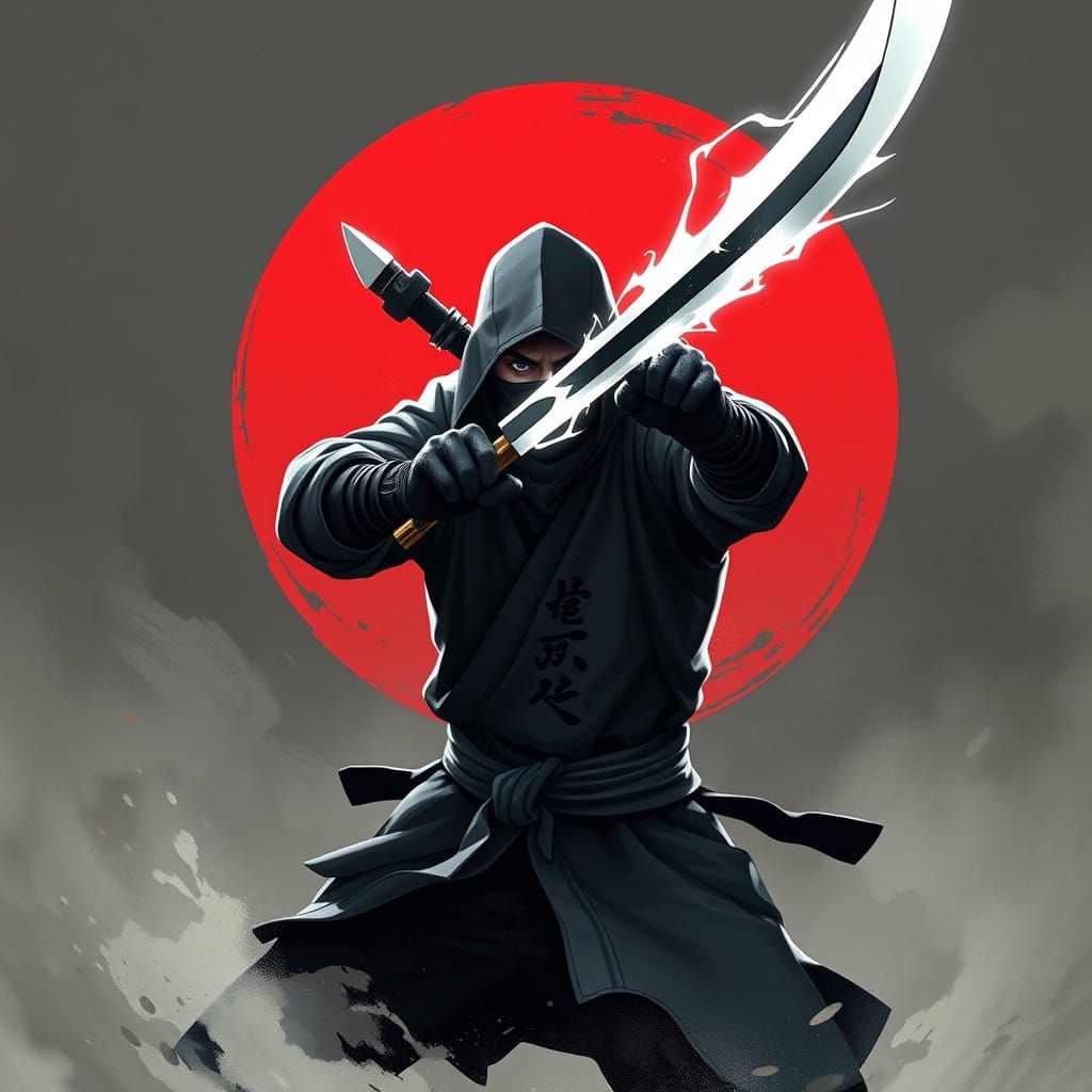 Ninja Master in Stealthy Samurai Style
