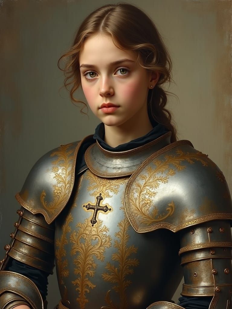 Renaissance Portrait of Joan of Arc in Armor