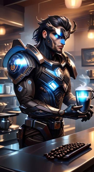 Futuristic Coffee Machine Dispensing Unique Coffee Art