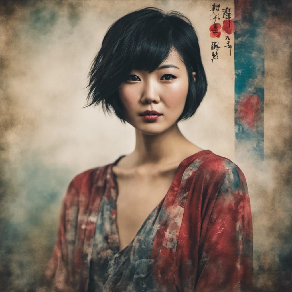 Vintage Japanese Portrait of an Asian Woman