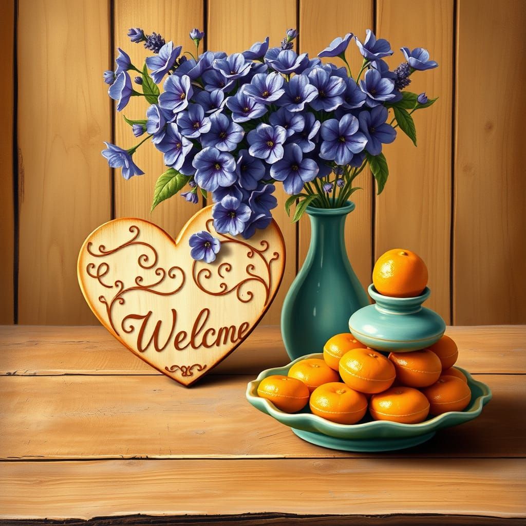 Delicate Wooden Heart Adorned with Swirling Flowers and Vine...