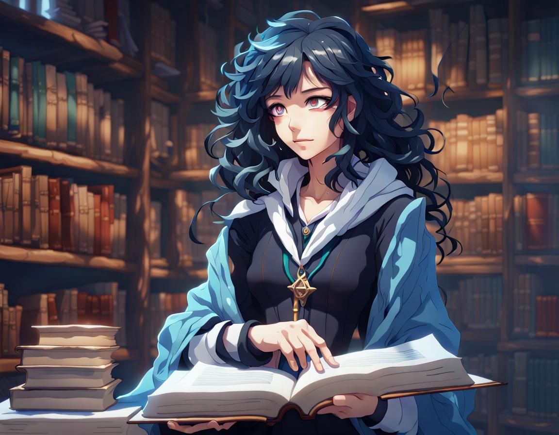 Icy Blue Magic: Sorceress in Winter Dreamscape