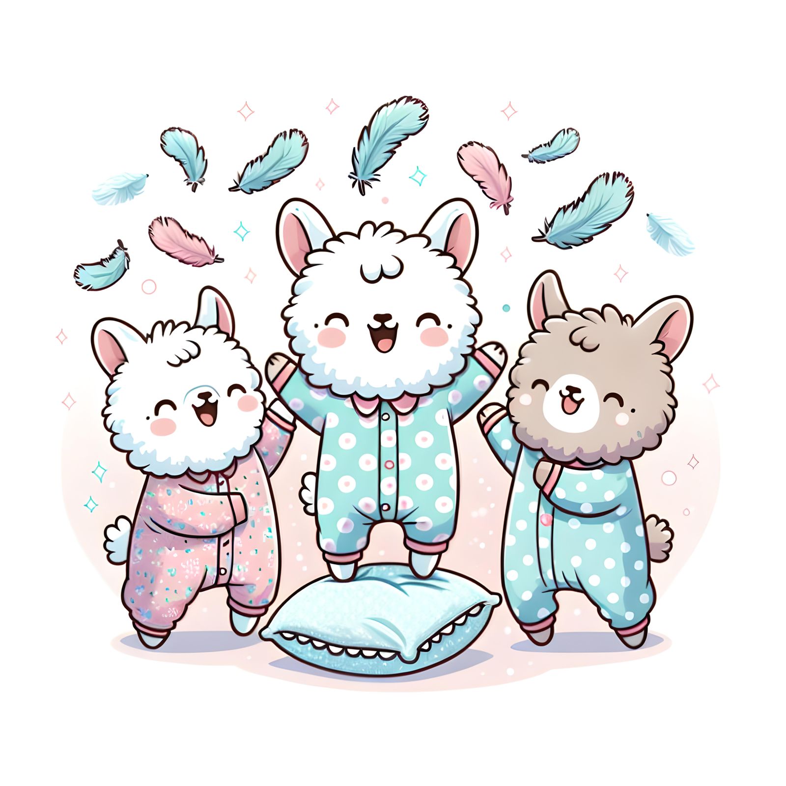 Baby Llamas' Polka Dot Pajama Pillow Fight