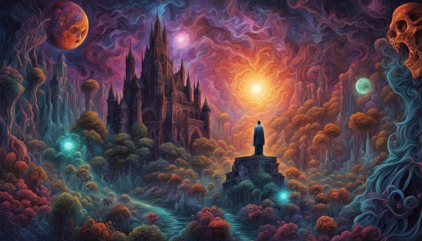 Bone Collector in Gothic Bone Garden: Cosmic Horror Art