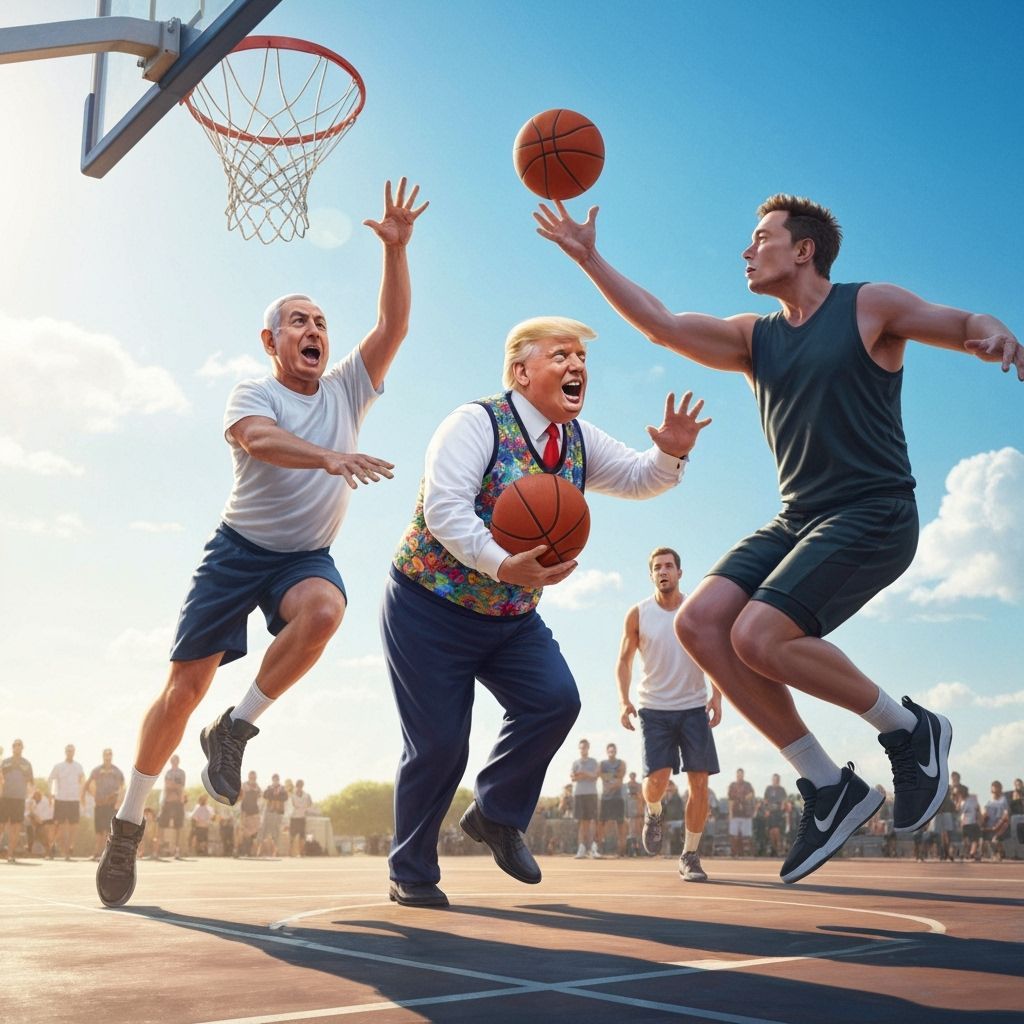 Netanyahu, Trump, and Musk Play Basketball