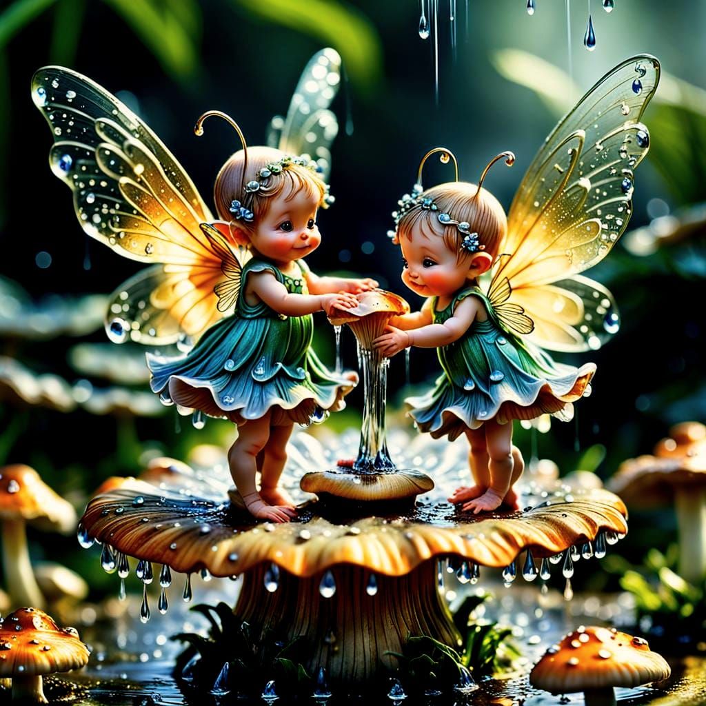 Detailed Macro Photo of Baby Fairies Dancing