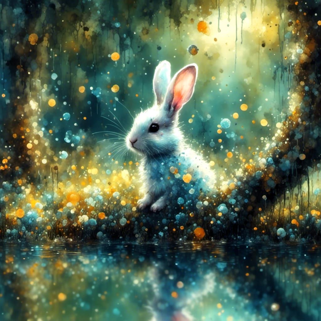 Neon Grunge Frogs in Paint Splashes