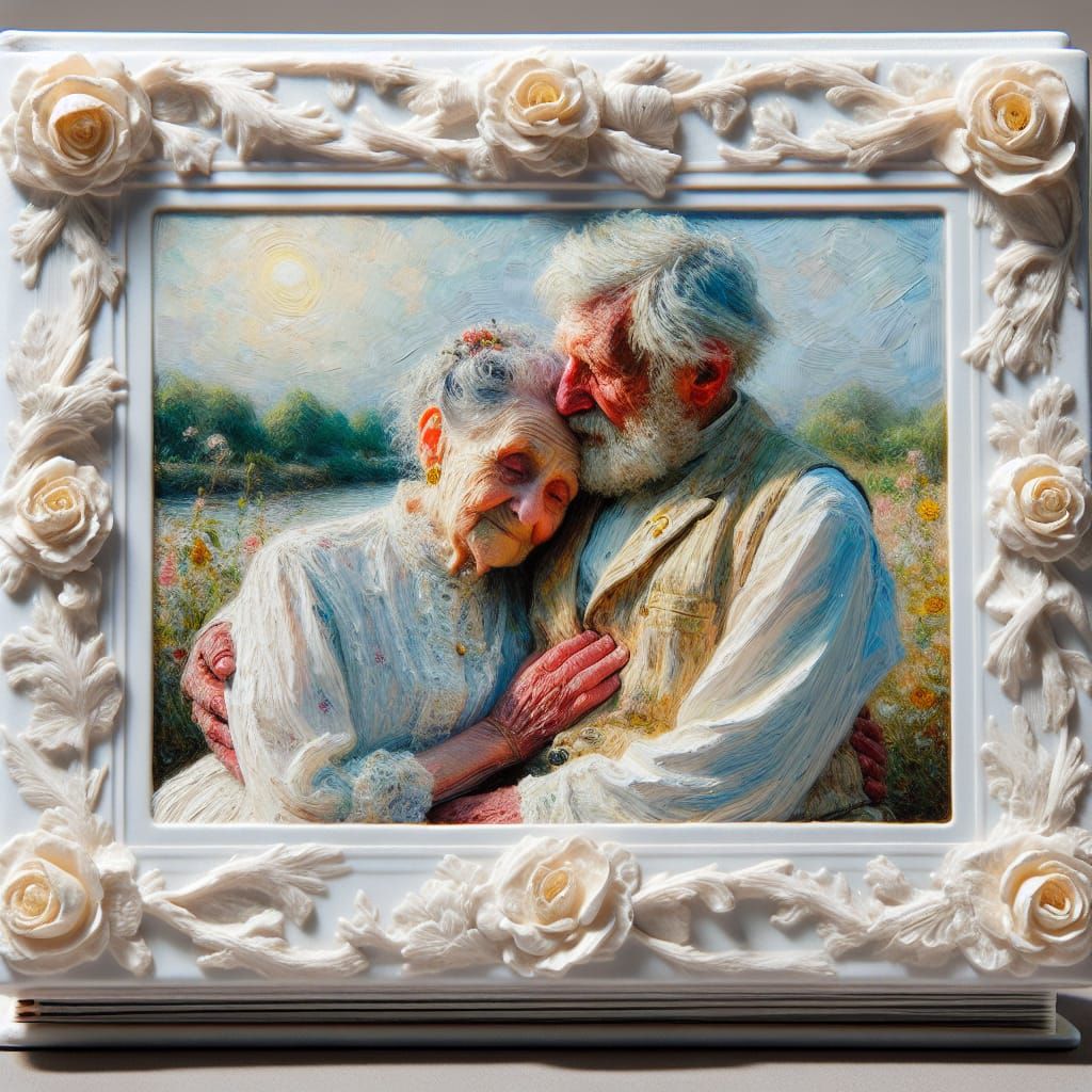 Porcelain Photo Album Displaying Elderly Couple's Love
