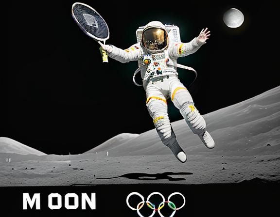 Astronaut's Zero-G Tennis Jump on the Moon