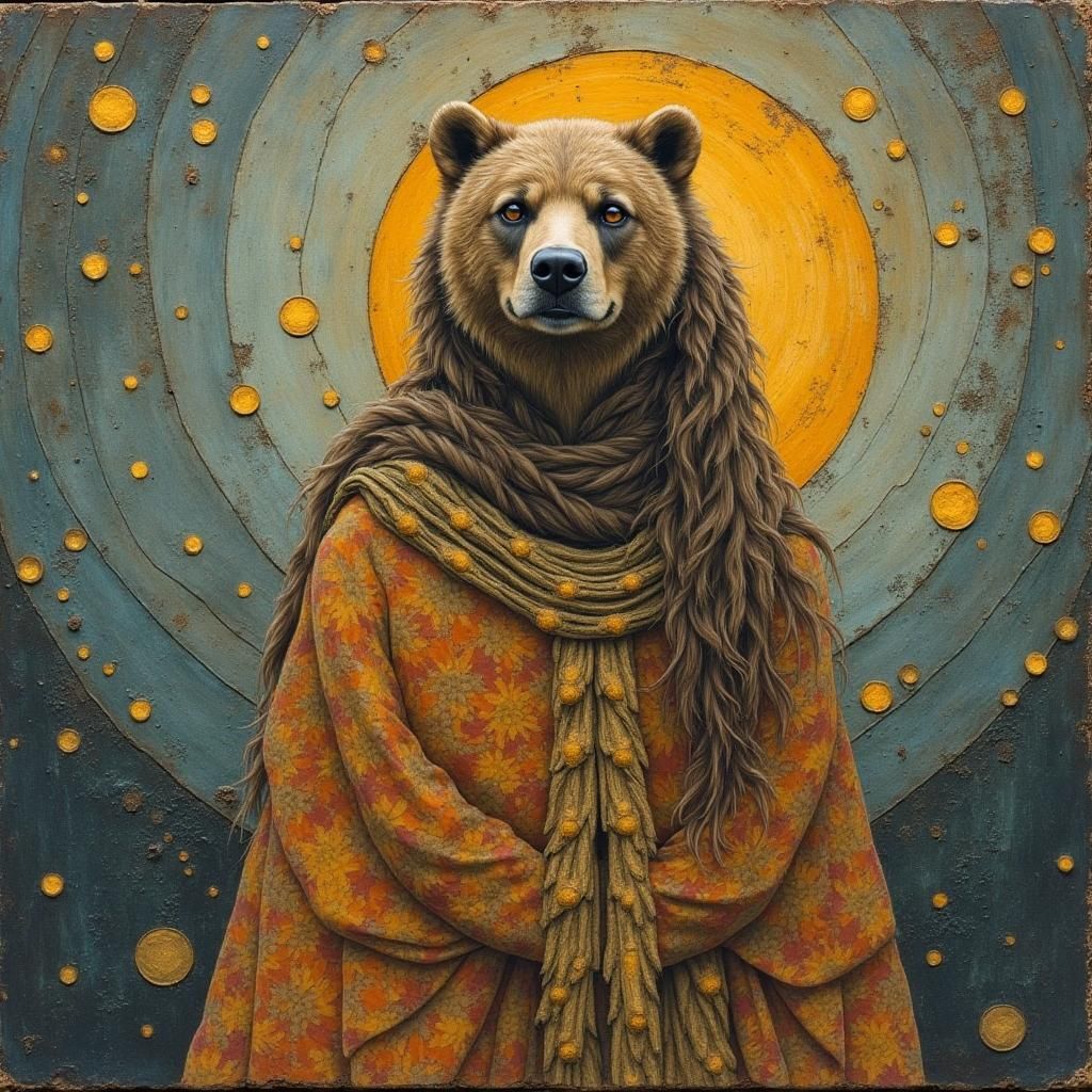 Ethereal Bear Spirit Woman, Symbolic Realism