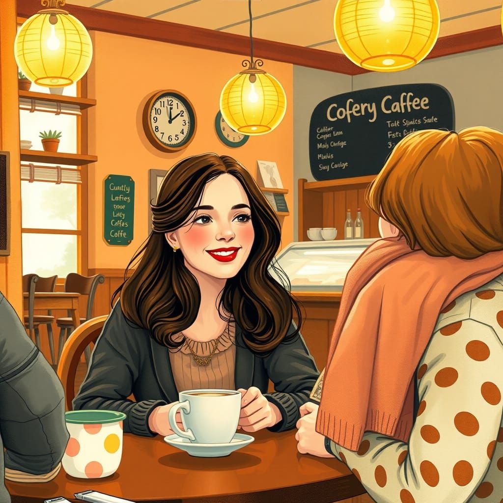 Cozy Coffee Shop Scene in Rockwell Style