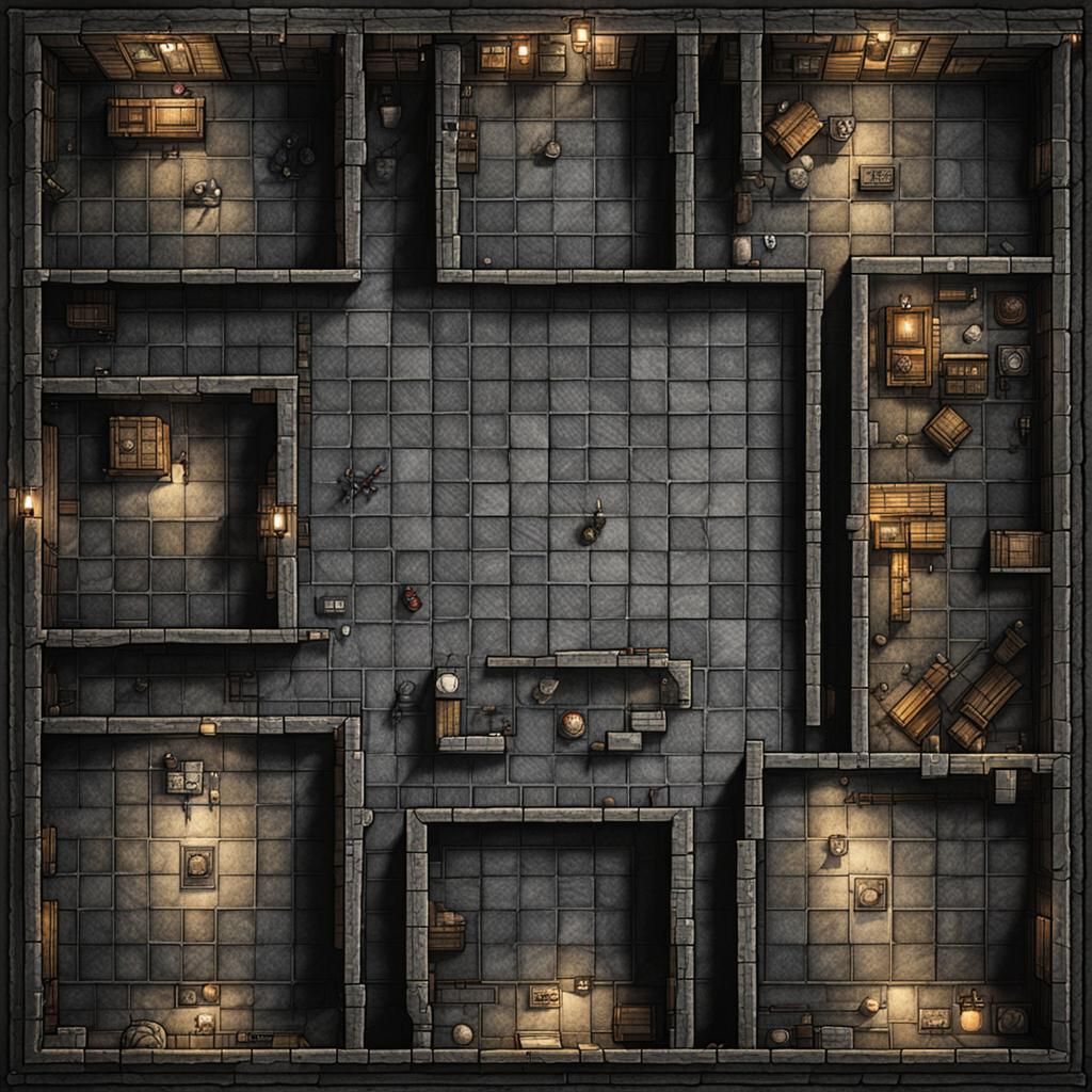 Top-Down DnD Map: Empty Black Steel Room