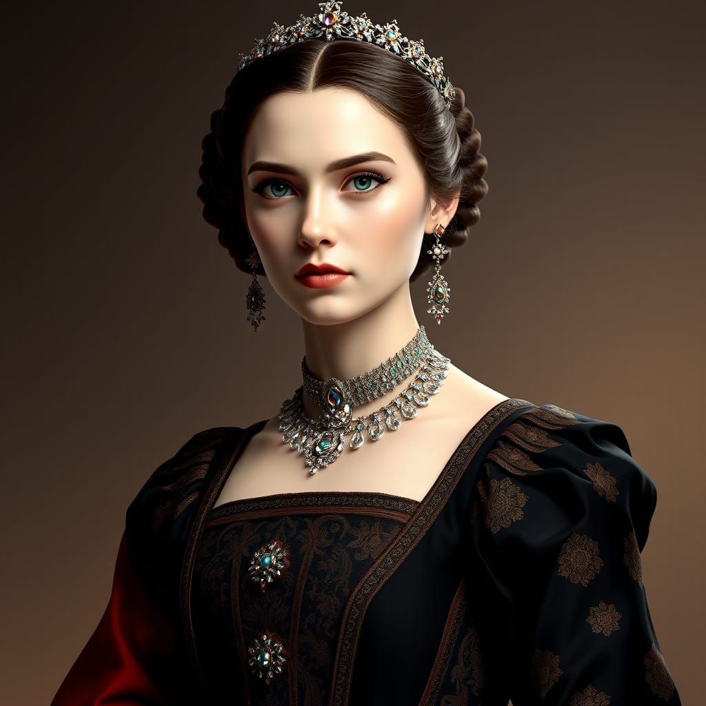 Regal Portrait in Art Nouveau Style