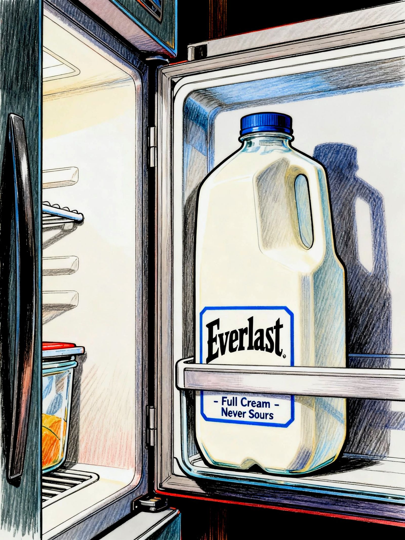 Everlast Milk Bottle Illustration in Bold Style