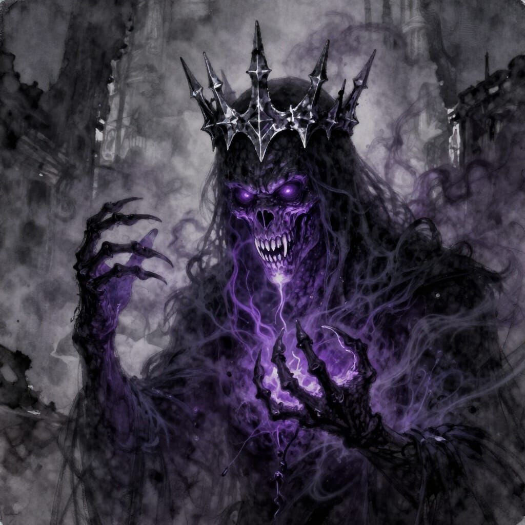 Grimdark Wraith Portrait in Watercolor Style