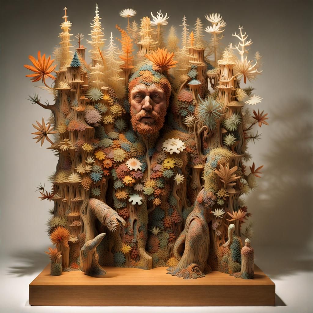 Jigsaw Puzzle Sculpture in Glass Forest