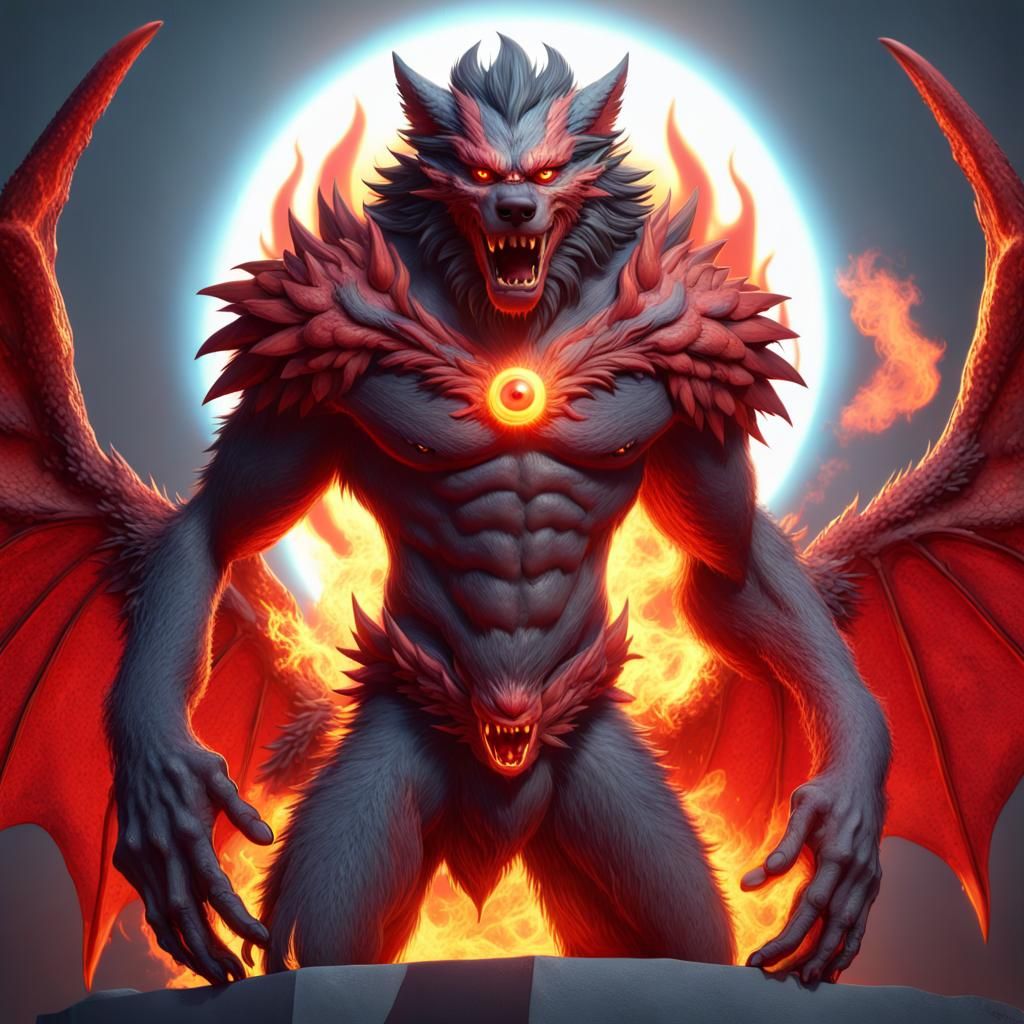 Powerful Werewolf with Dragon Wings: Pixar Style