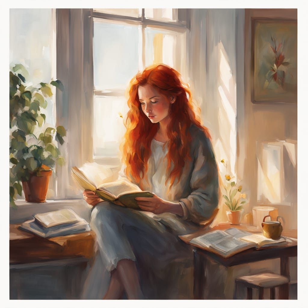 Cozy Morning Moment in Hygge-Inspired Oil Painting