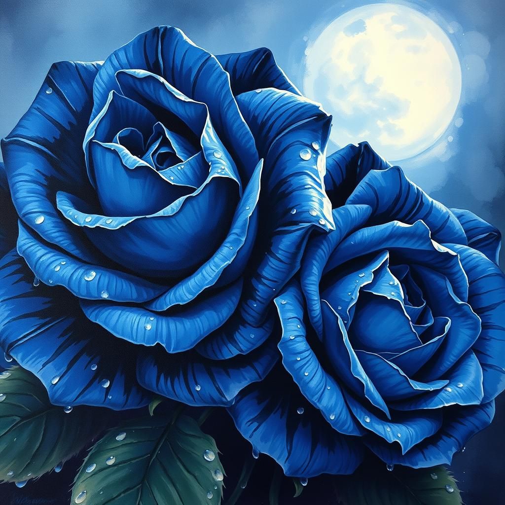 Blue and black roses