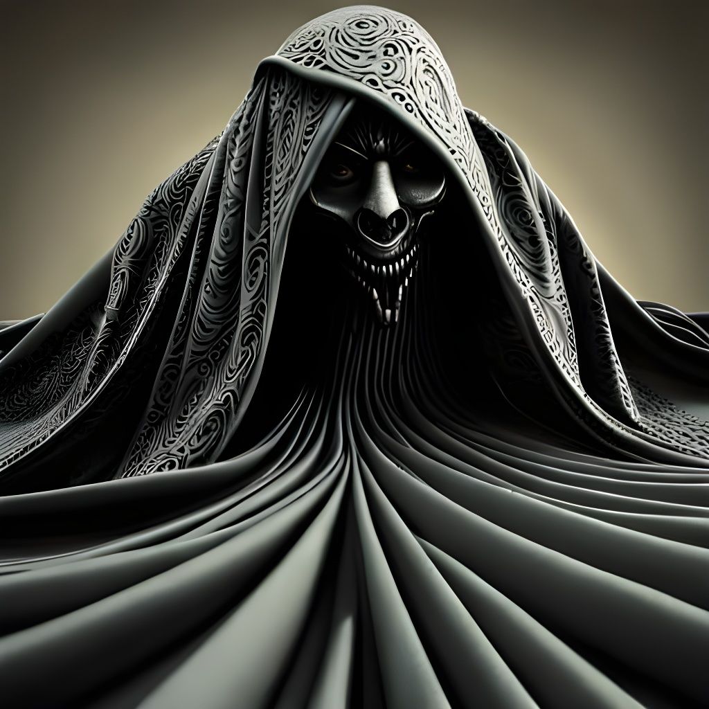 Grim Reaper peeking from the folds of fabric