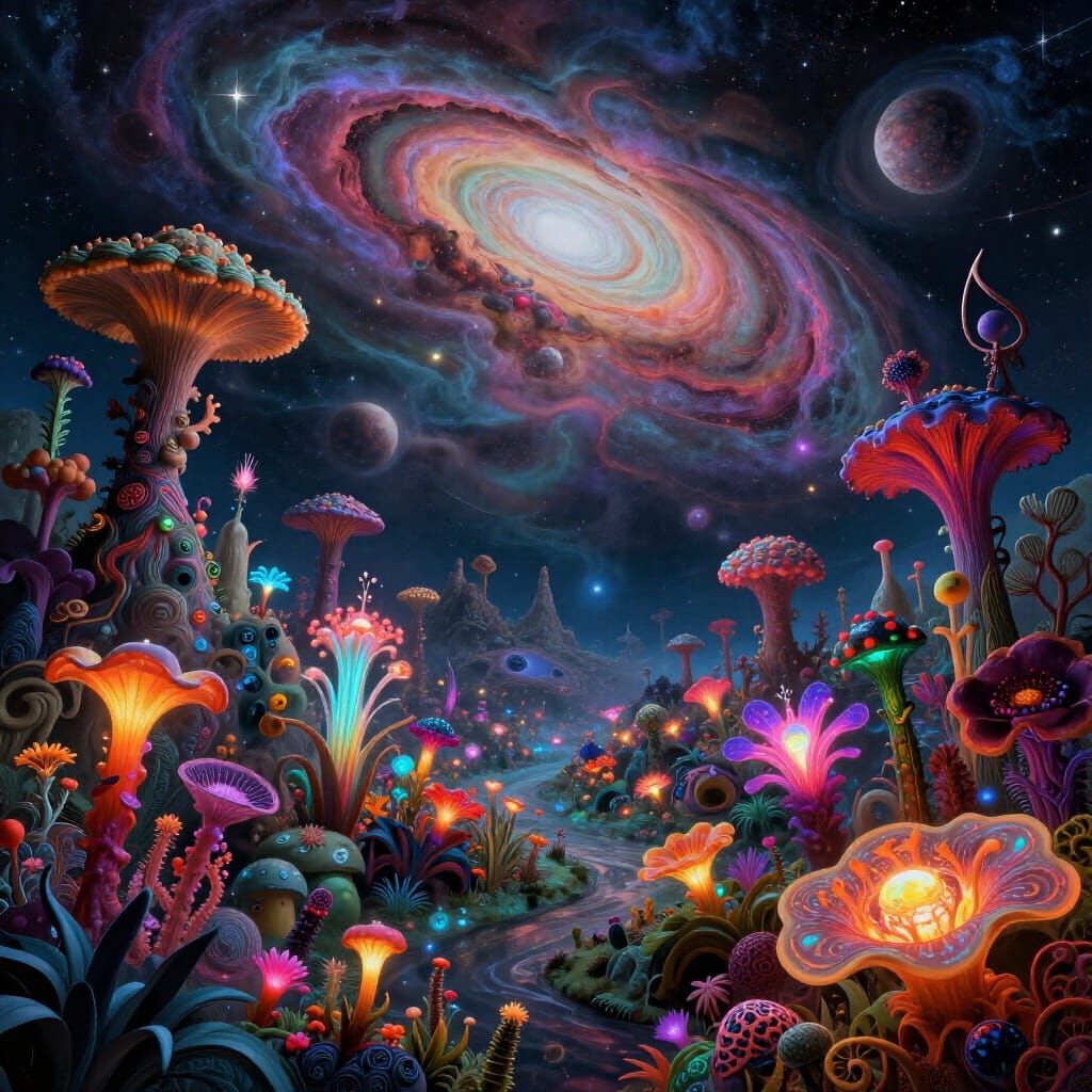 Luminous Alien Flora in Astral Cosmic Style